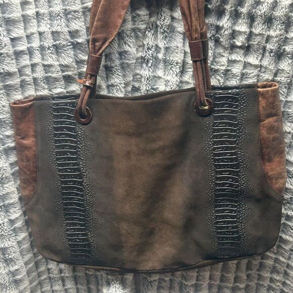 !!Sabrina Scala Brown Leather Large Shoulder Bag/Purse - Picture 1 of 3